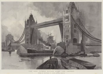 De nieuwe Tower Bridge over de Theems, geopend door de Prins van Wales, zaterdag 30 juni